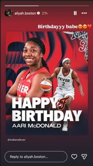 Aliyah Boston's birthday post